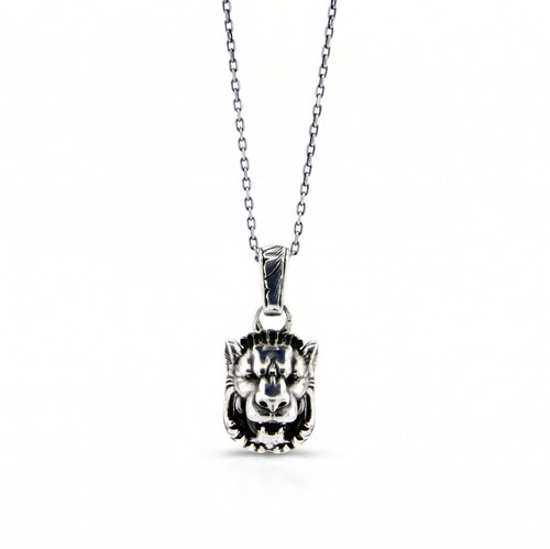 3D Lion Chain Necklace in Sterling Silver