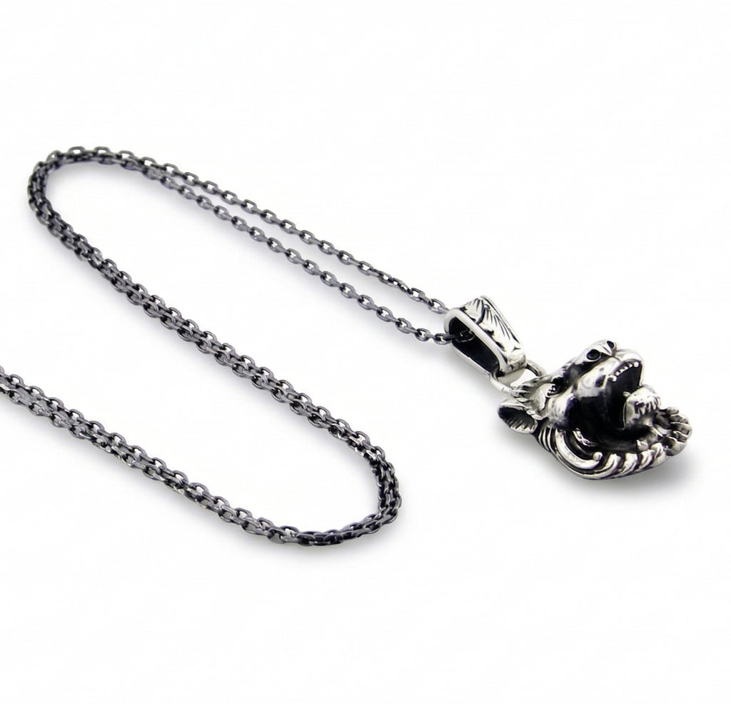 3D Lion Chain Necklace in Sterling Silver