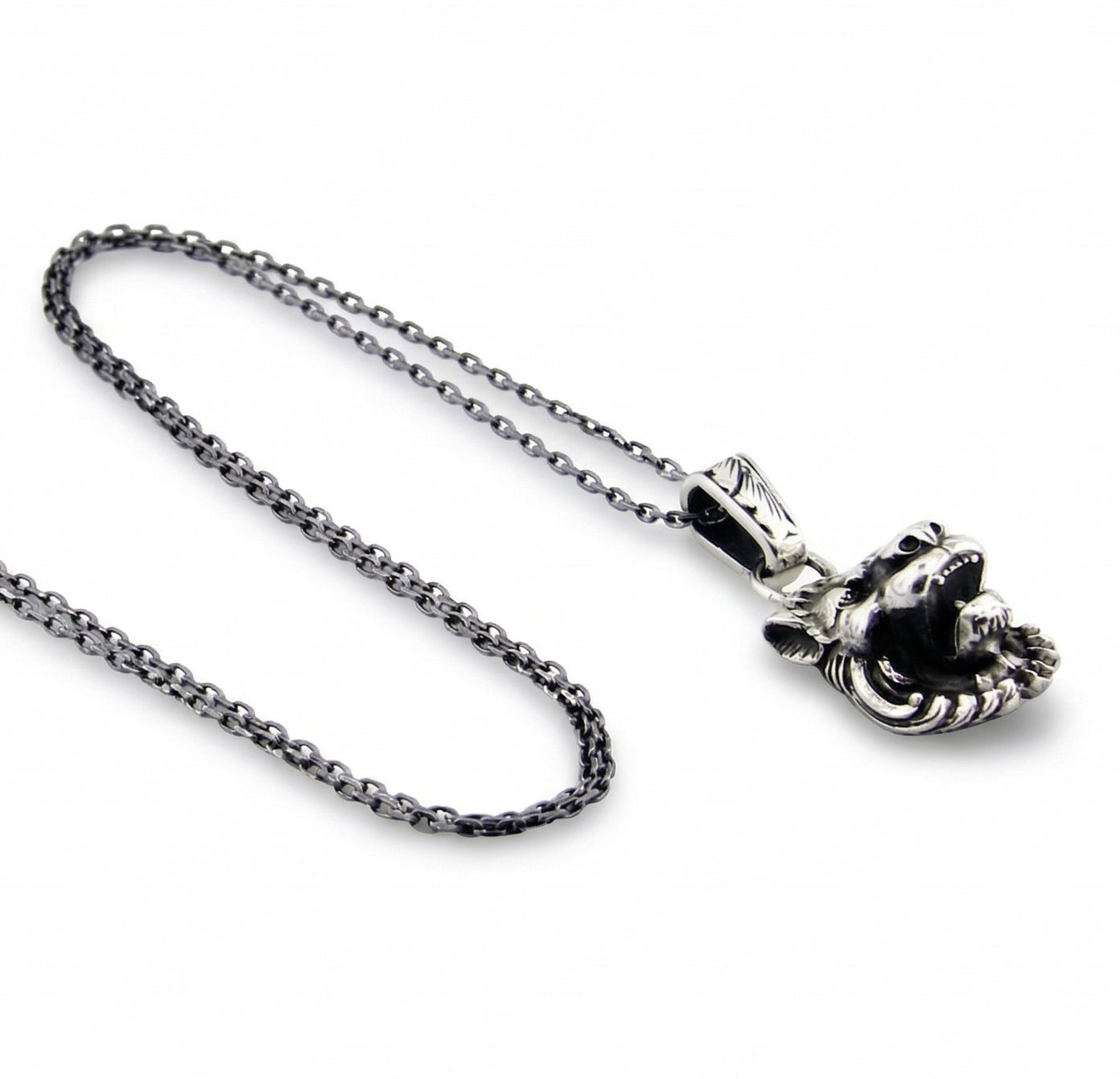 3D Lion Chain Necklace in Sterling Silver