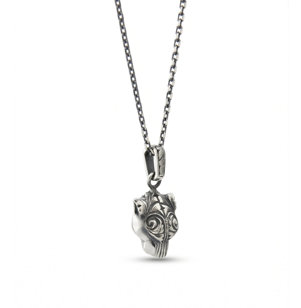 3D Panther Engraved Chain Necklace in Sterling Silver