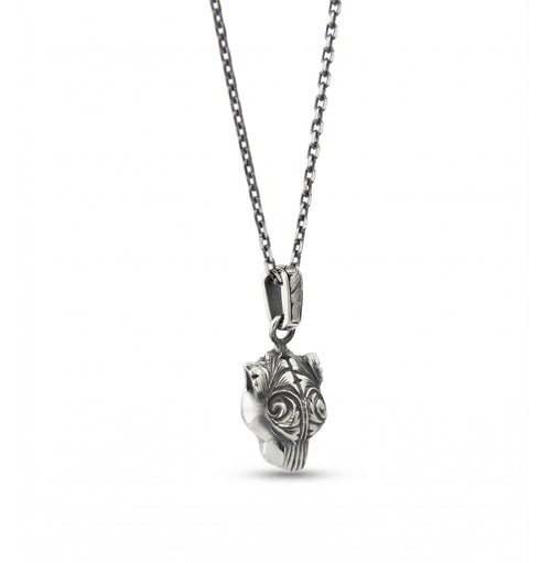3D Panther Engraved Chain Necklace in Sterling Silver