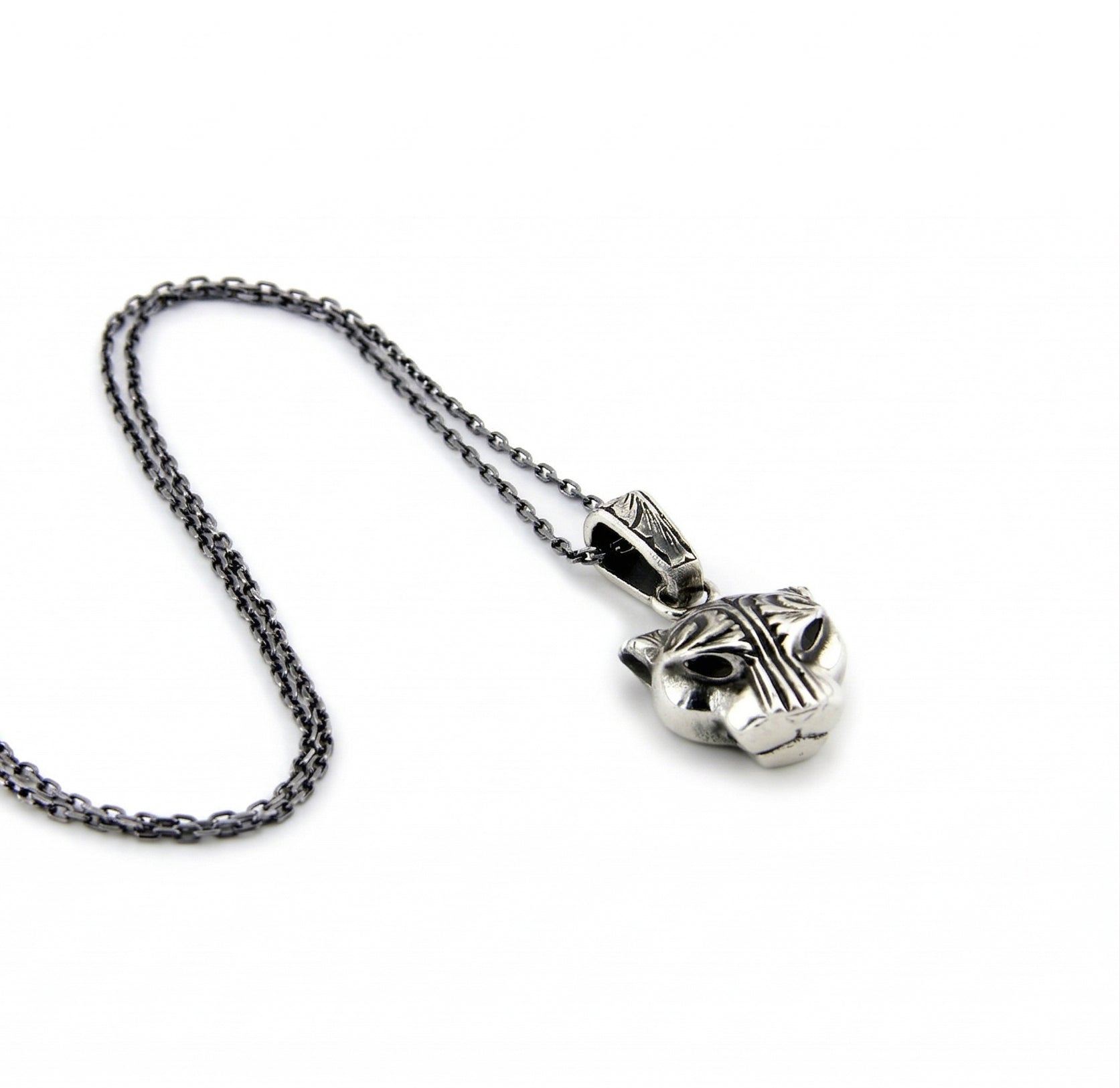 3D Panther Engraved Chain Necklace in Sterling Silver