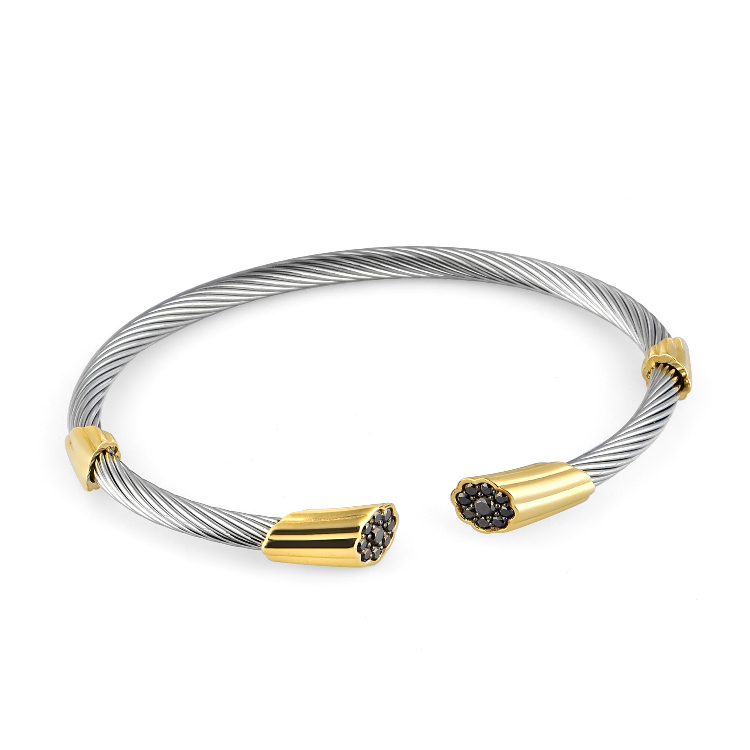 Auger Stl Cuff Black Diamond in 14K Gold