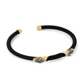 Braided Steel Cuff Fleur de Lis in 14K Gold