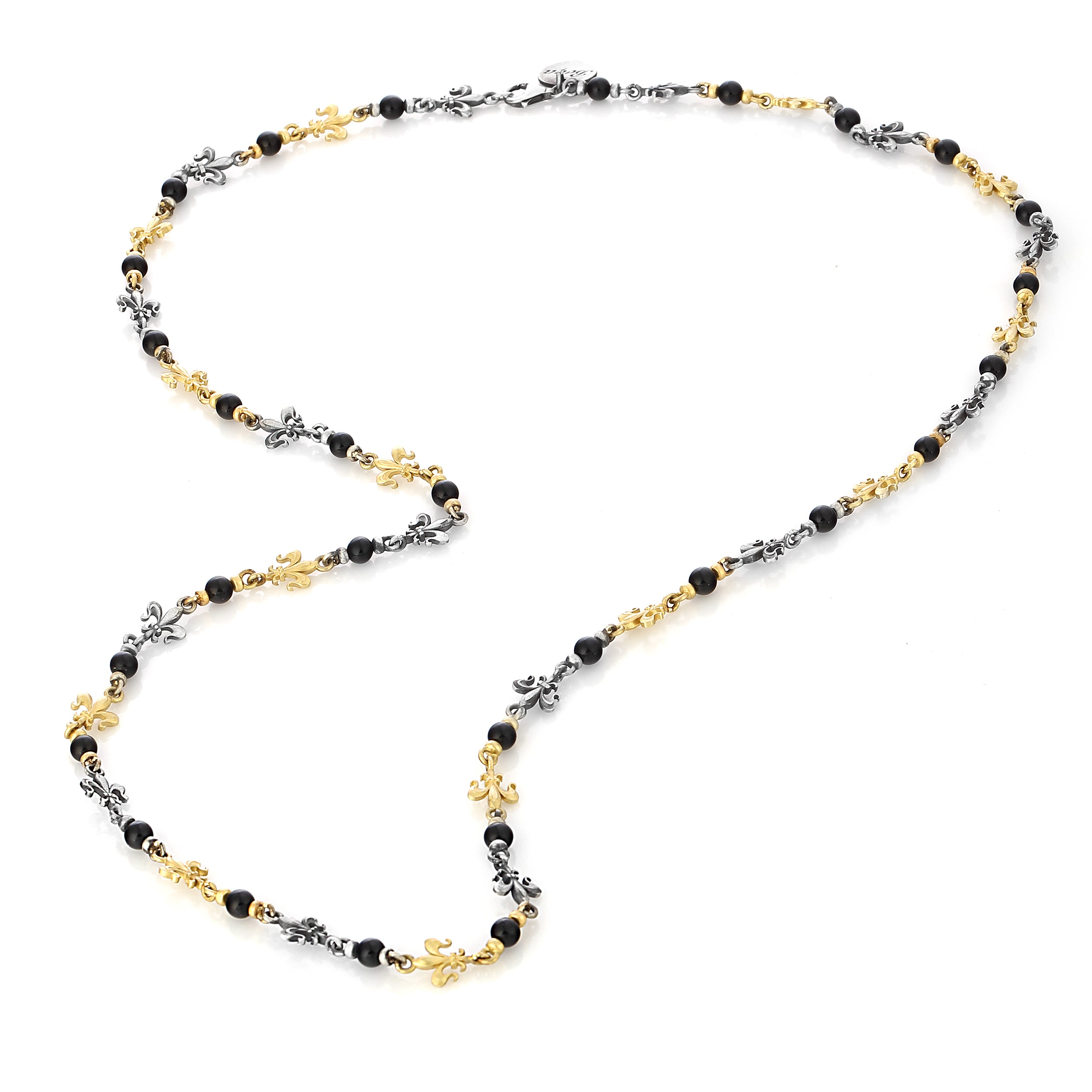 Fleur de Lis Gemstone Chn 14K Sterling Silver in Sterling Silver & 14K Gold