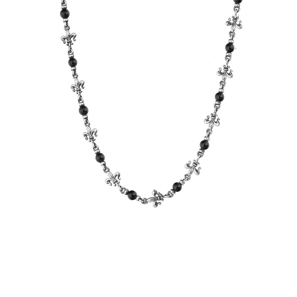 Fleur de Lis Gemstone Necklace in Sterling Silver