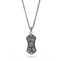 Arc Shield Engraved Necklace in Sterling Silver
