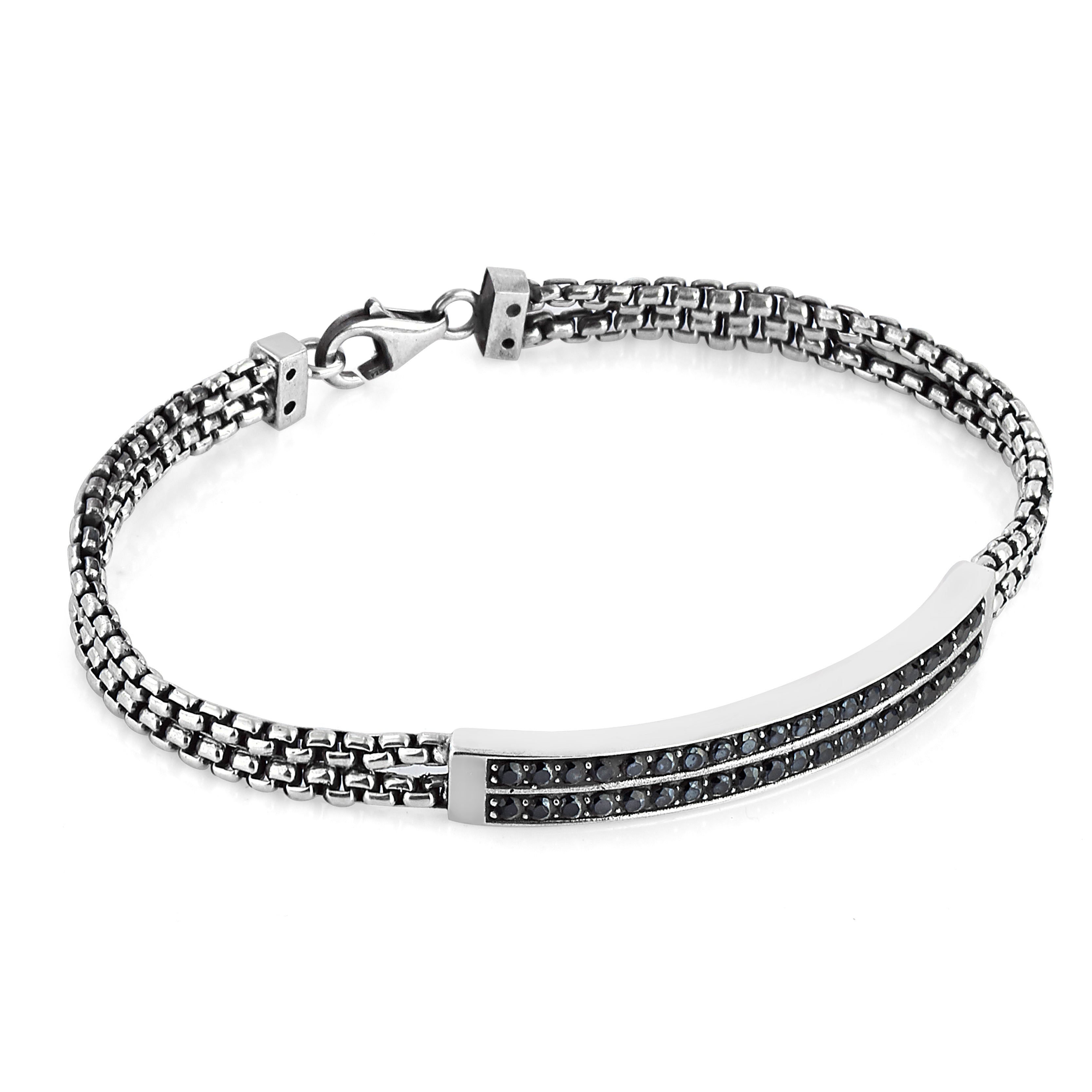 Arc Double Zircon Dy Chain Bracelet in Sterling Silver