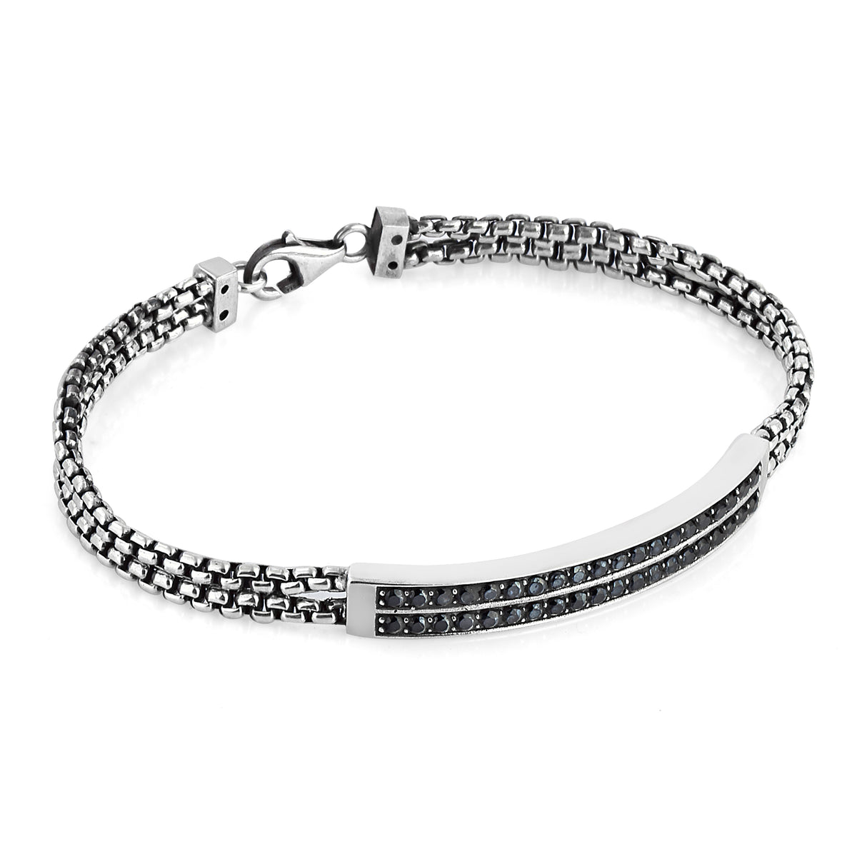 Arc Double Chain Zircon Bracelet, Sterling Silver