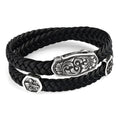 Arc Engraved Braided Fleur de Lis (double Cord) Bracelet in Sterling Silver