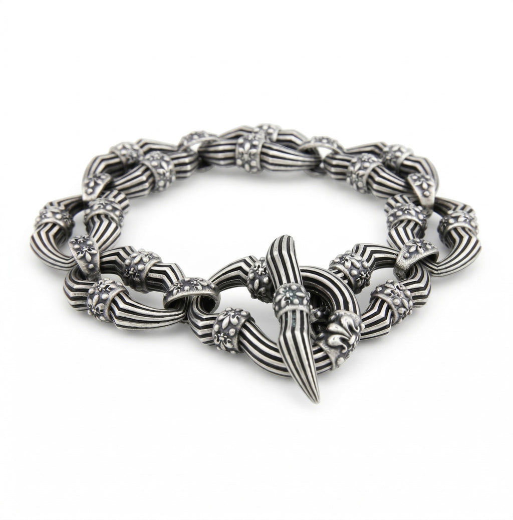 Arch&shield Fleur de Lis Chain Bracelet in Sterling Silver