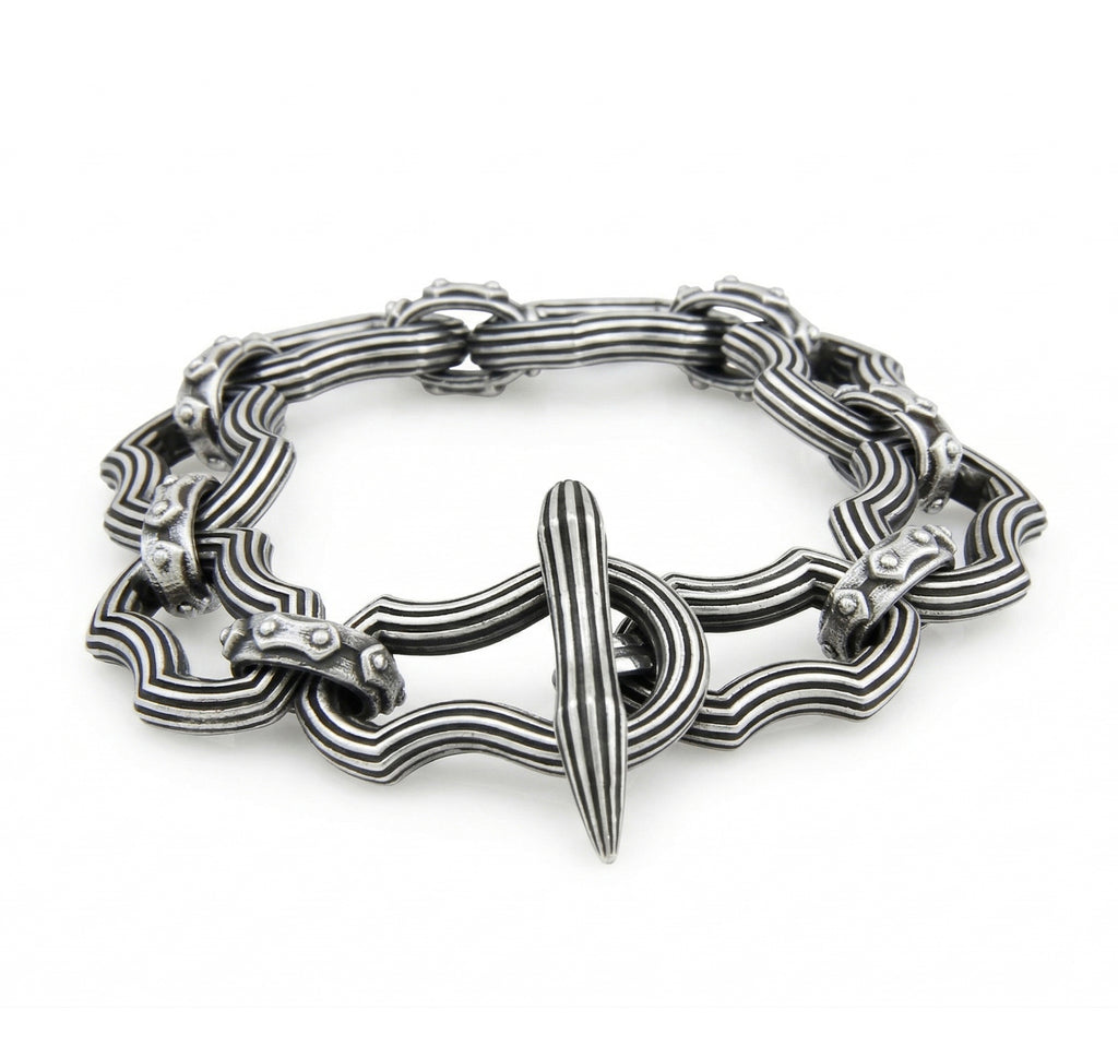 Arch&shield Grooved Chain Bracelet in Sterling Silver