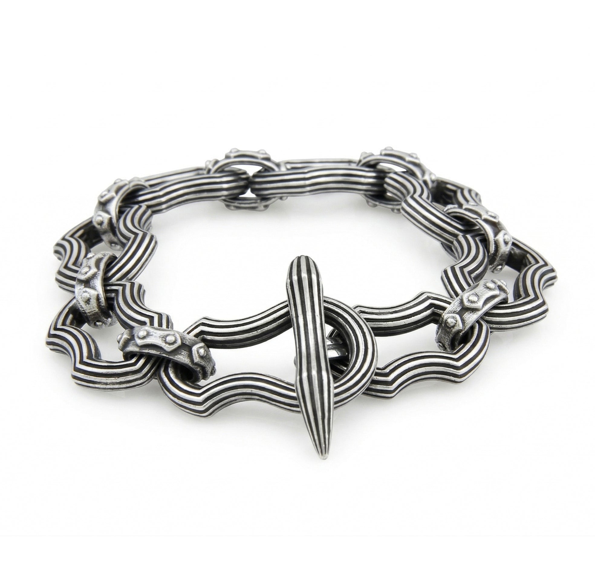 Arch&shield Grooved Chain Bracelet in Sterling Silver