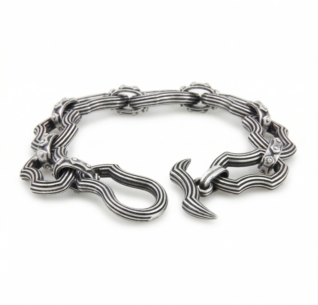 Arch&shield Grooved Chain Bracelet in Sterling Silver