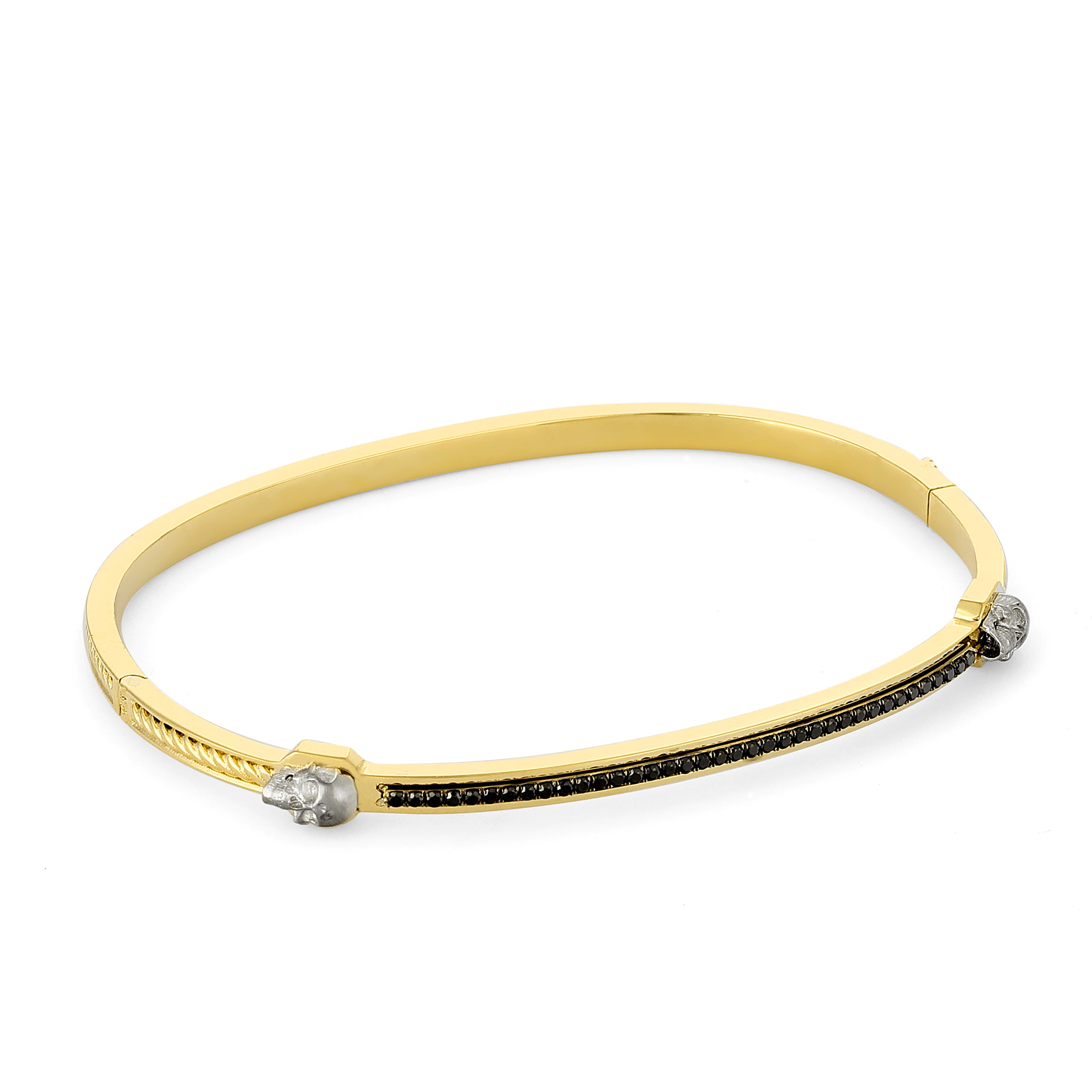 Bangle Skull Black Diamond in 14K Gold