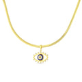 Evil Eye Almond Zircon Choker Necklace in Sterling Silver
