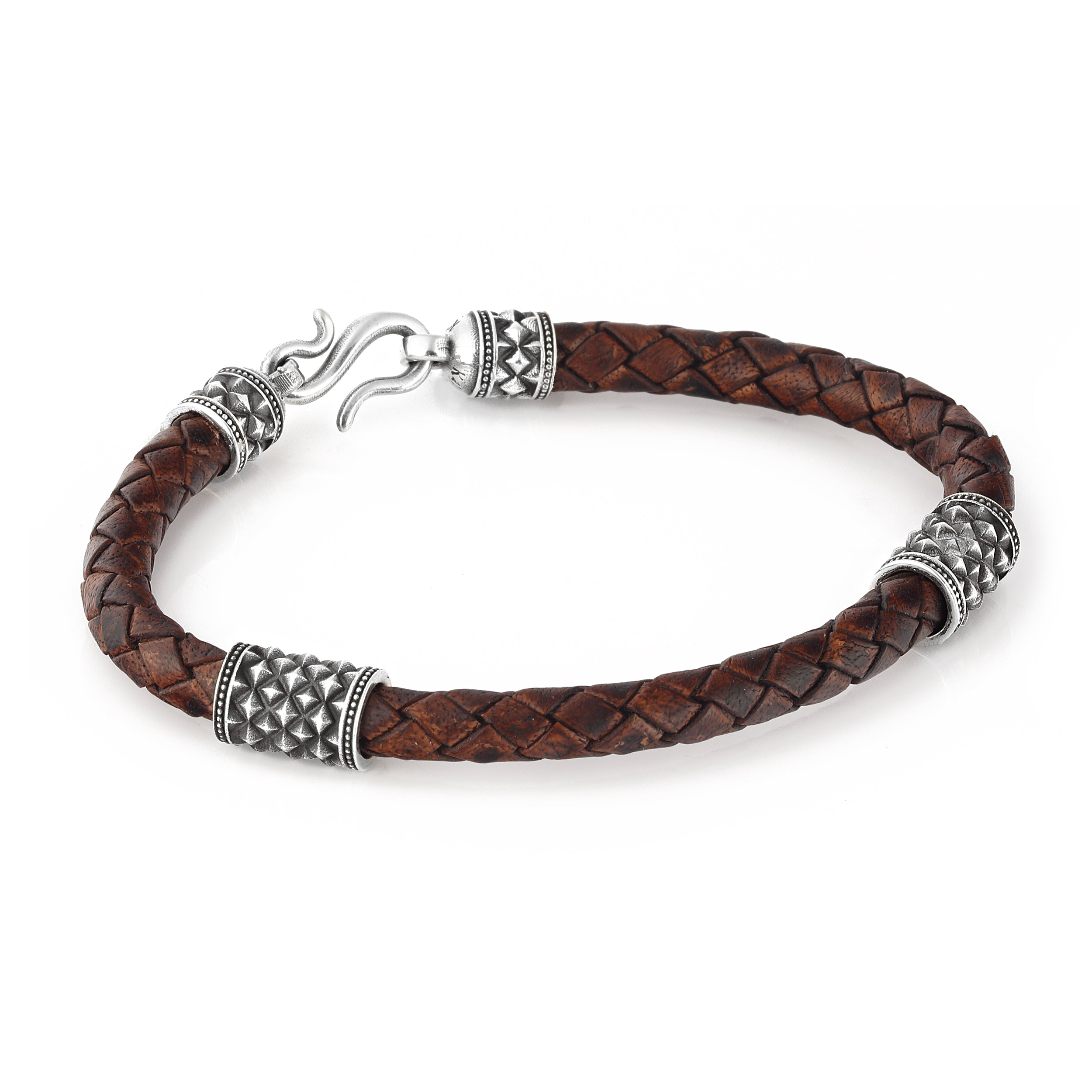 Bjorn 2pcs Leather Bracelet in Sterling Silver