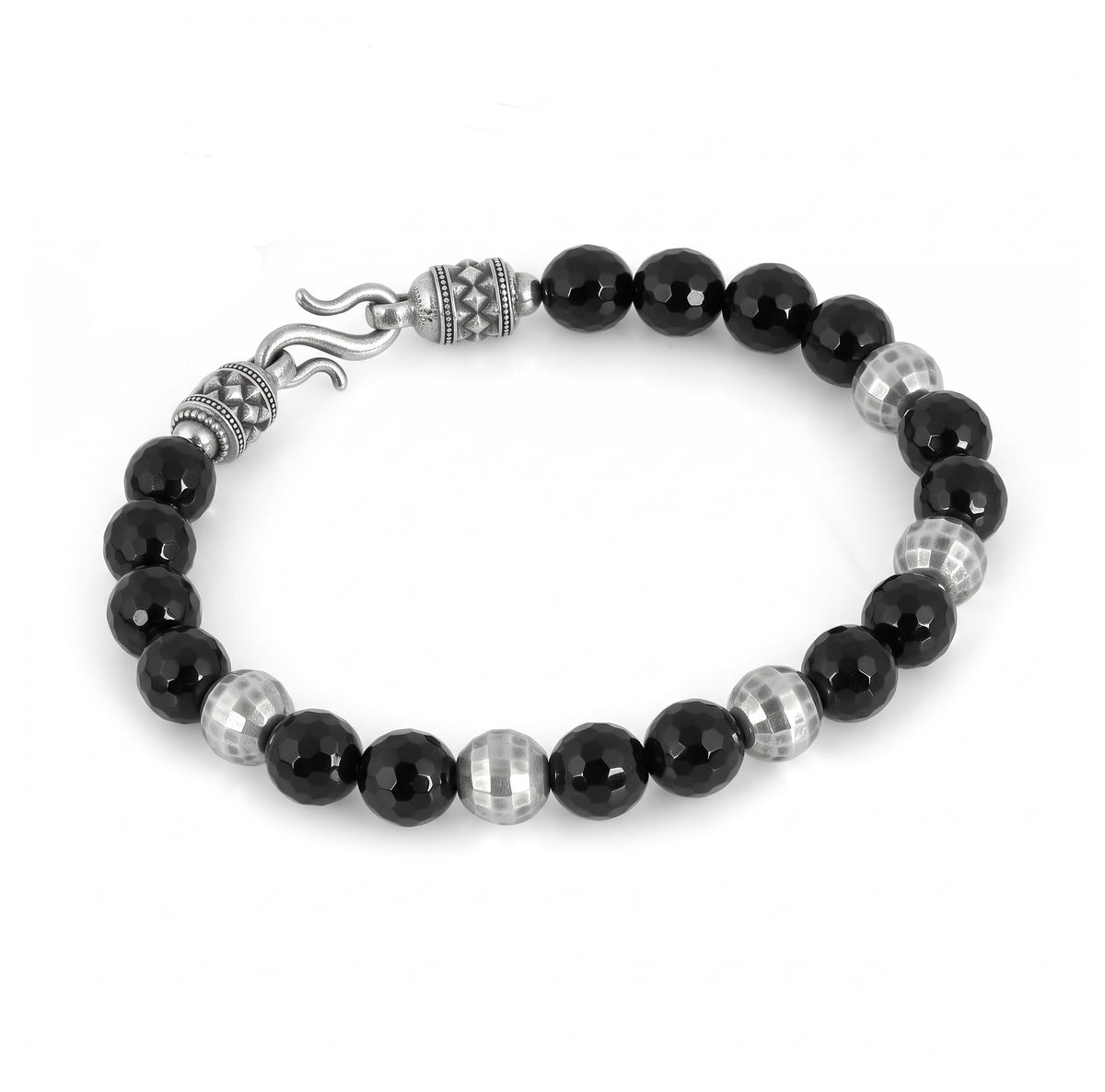 Bjorn Fst Silver Ball Onyx Bracelet, Sterling Silver