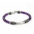 Bjorn Pipe Bridge Gem Stone Bracelet in Sterling Silver