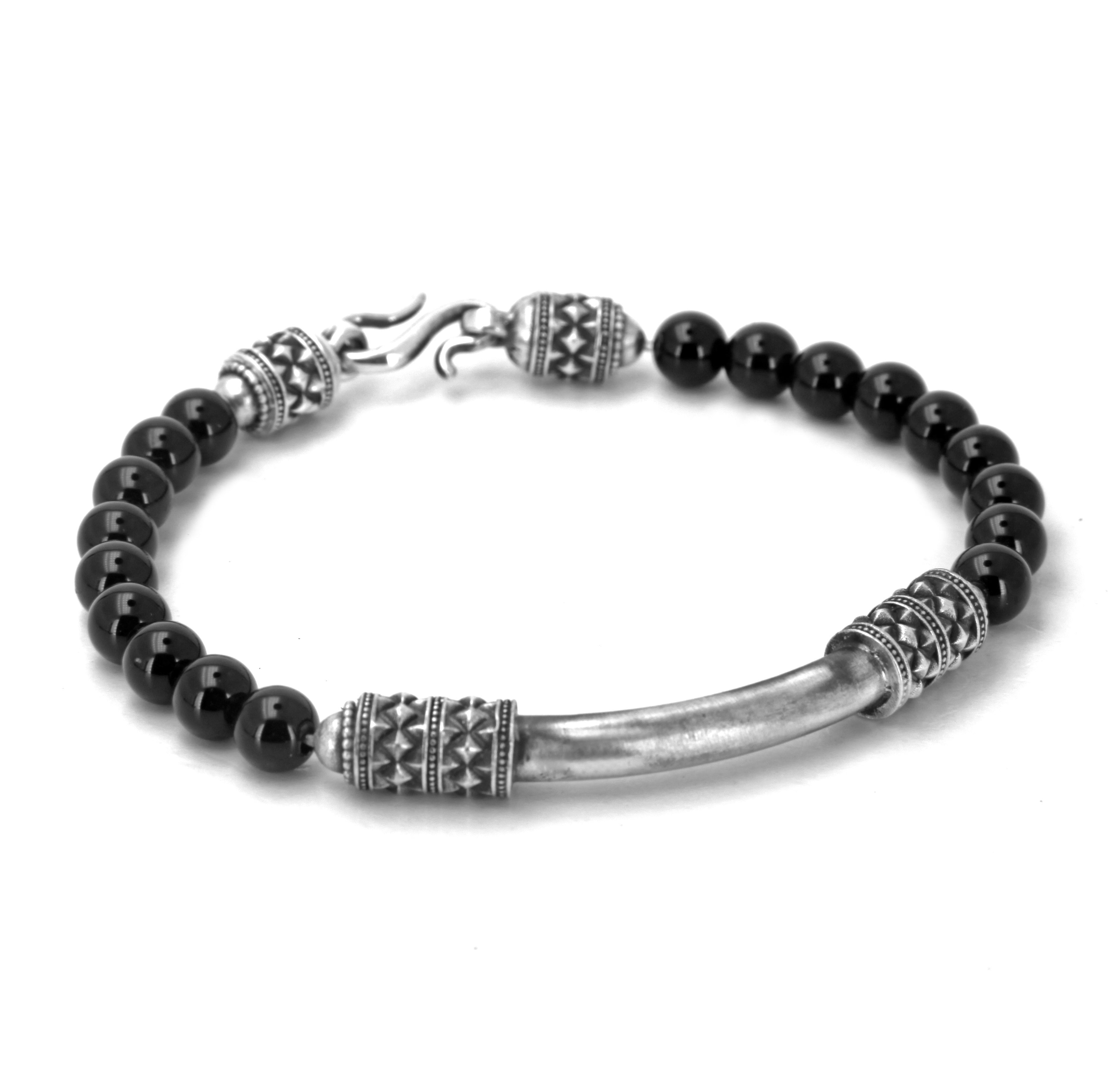Bjorn Pipe Bridge Gem Stone Bracelet in Sterling Silver