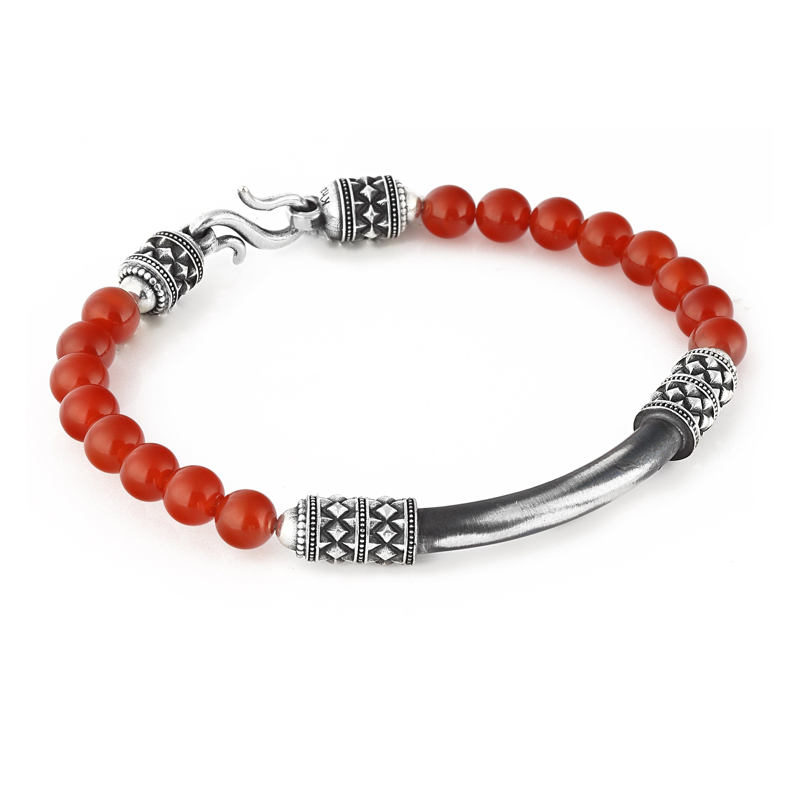 Bjorn Pipe Bridge Gem Stone Bracelet in Sterling Silver
