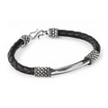 Bjorn Pipe Bridge Leather Bracelet in Sterling Silver