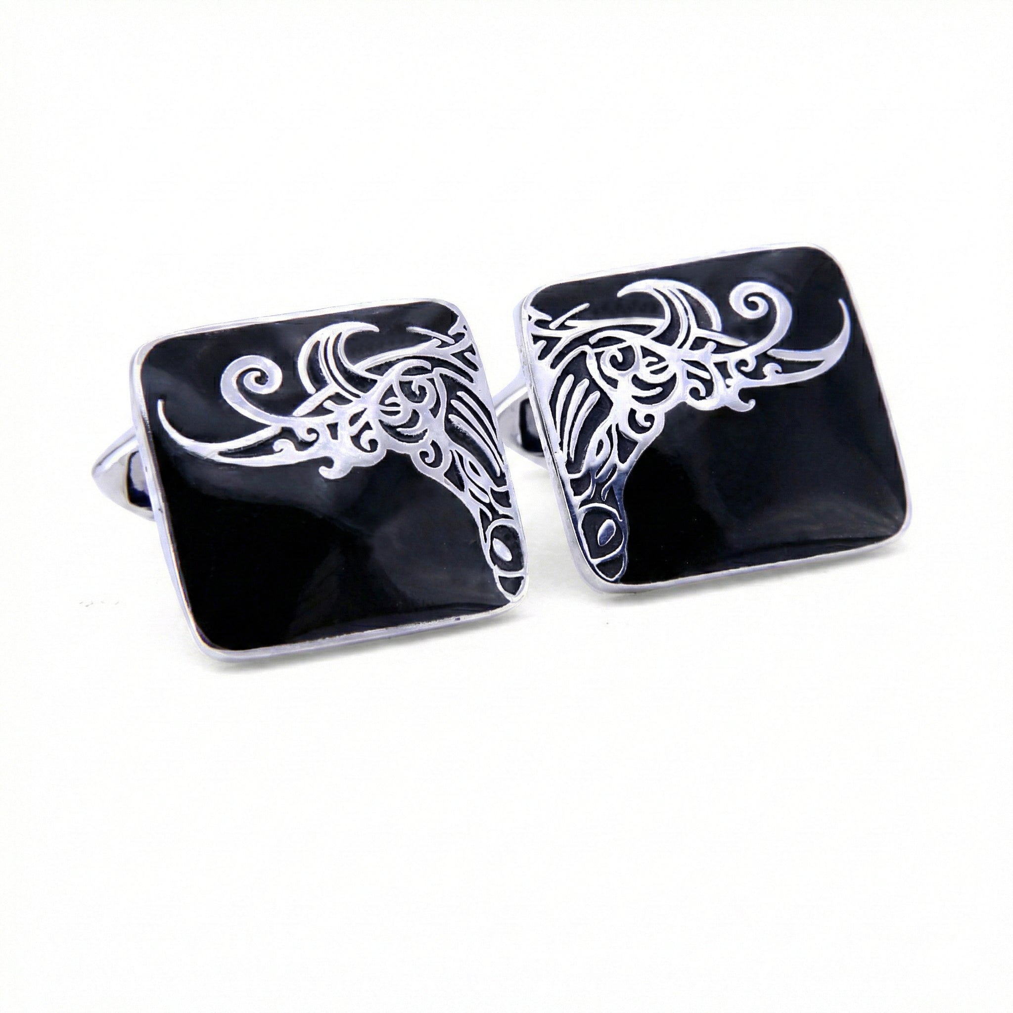 Boga Tribal Pavé Set Cufflinks in Sterling Silver