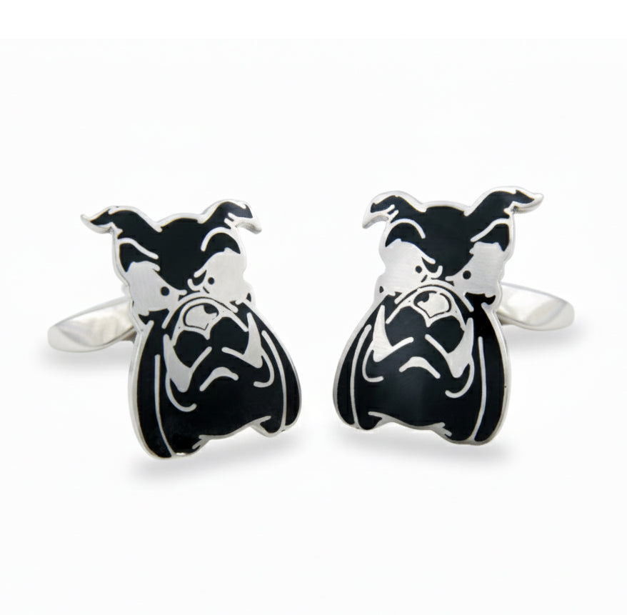 Bulldog Cufflinks in Sterling Silver