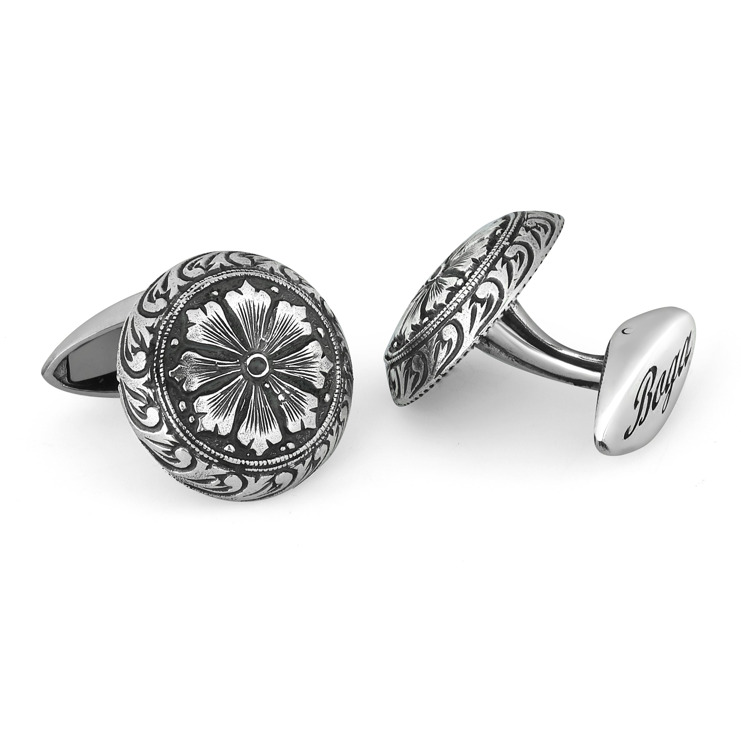Camelia Cufflinks in Sterling Silver
