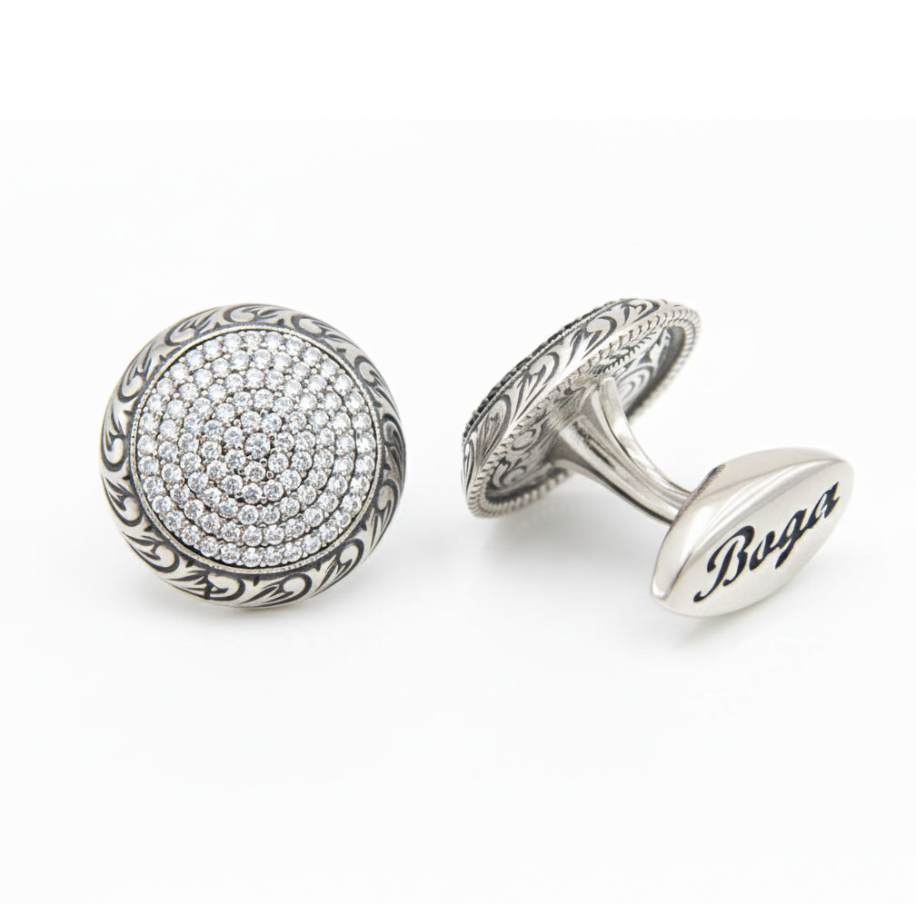 Camelia Cufflinks in Sterling Silver