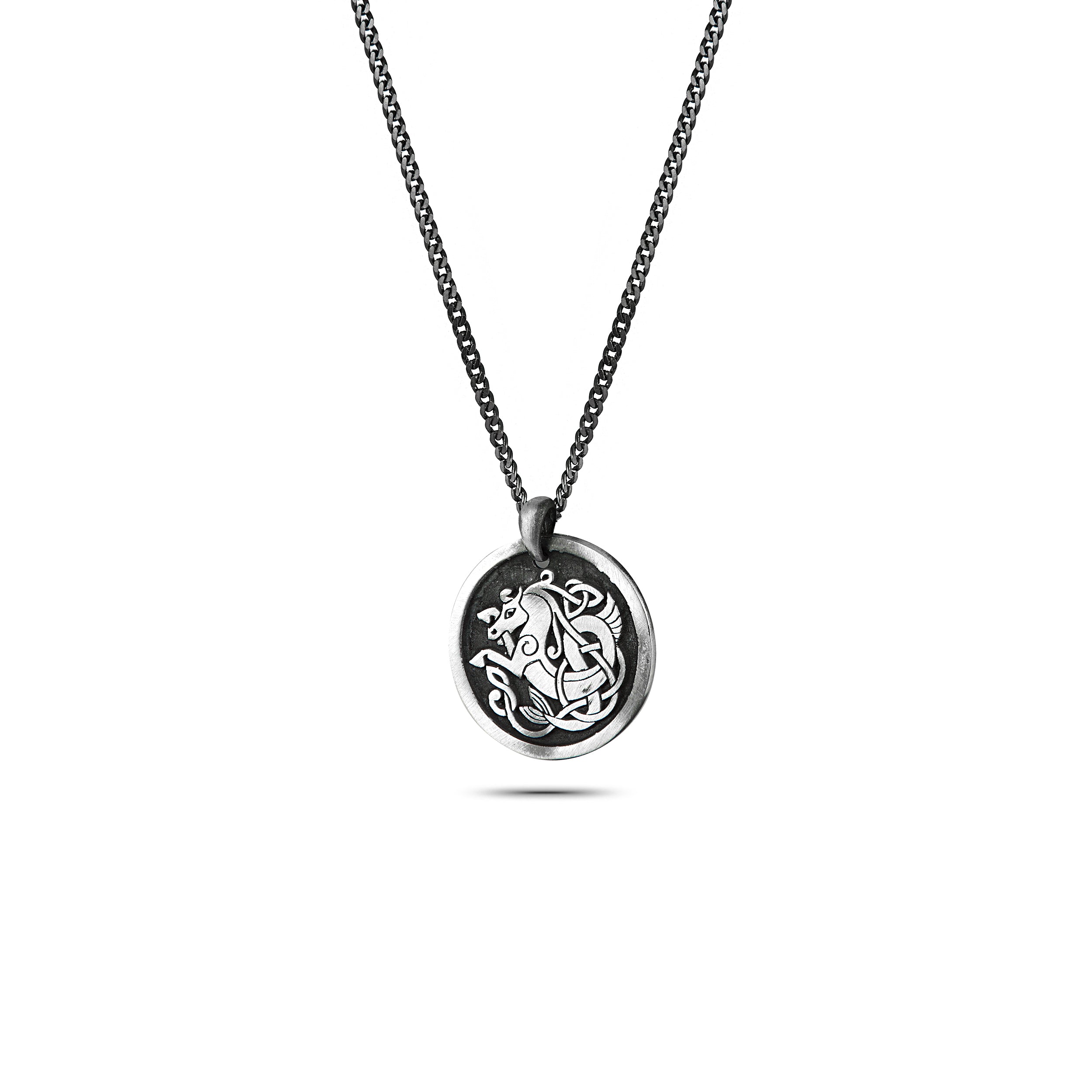 Celtic Sea Horse Necklace in Sterling Silver