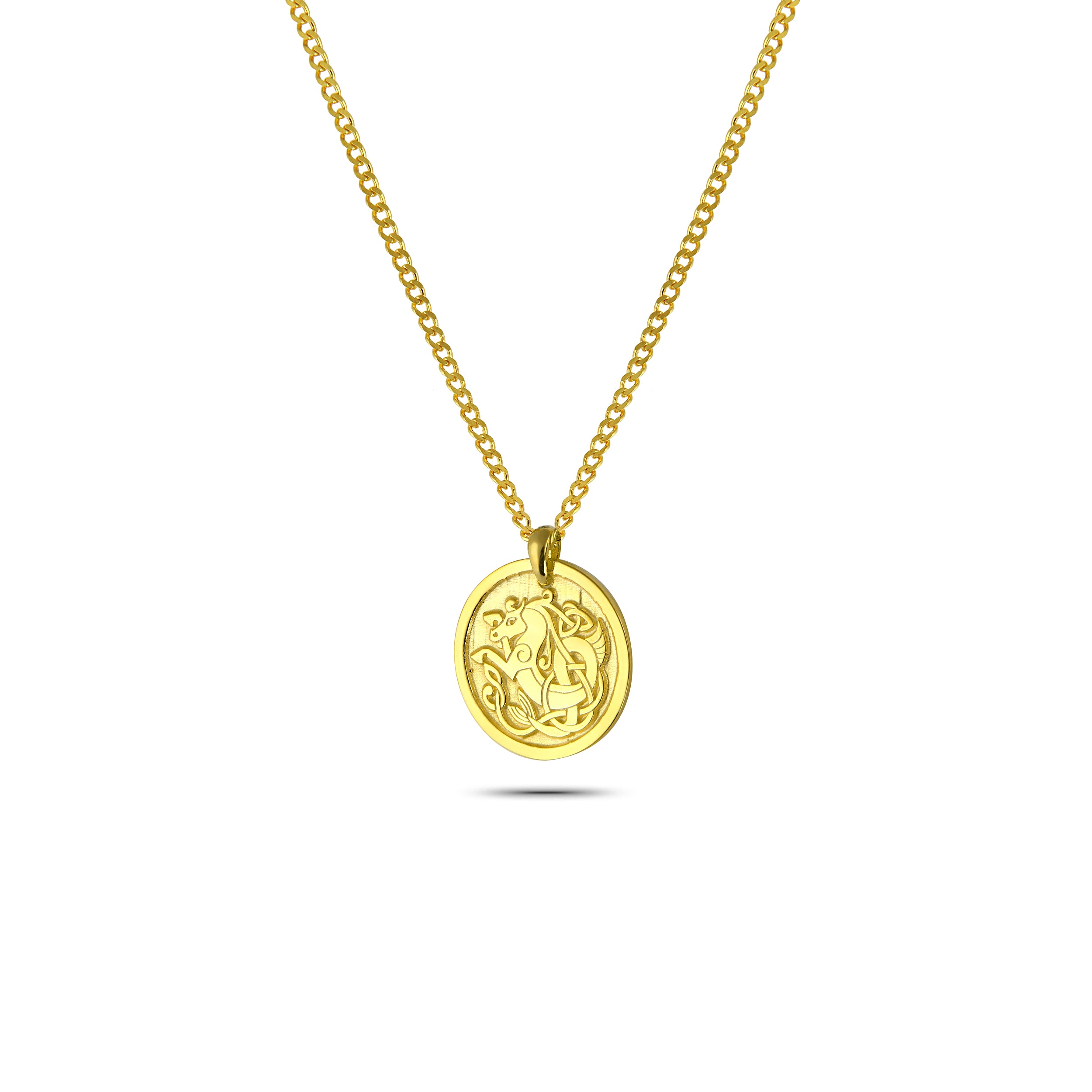 Celtic Sea Horse Gold-Plated Necklace in Sterling Silver