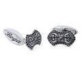 Chain Arc Shield Engraved Cufflinks in Sterling Silver