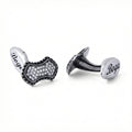 Chain Arc Shield Zircon Cufflinks in Sterling Silver