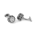 Chain Barrel Floral Cap Cufflinks in Sterling Silver