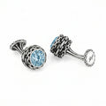 Chain Barrel Zircon Cufflinks in Sterling Silver