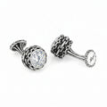 Chain Barrel Zircon Cufflinks in Sterling Silver
