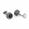 Chain Barrel Zircon Cufflinks in Sterling Silver