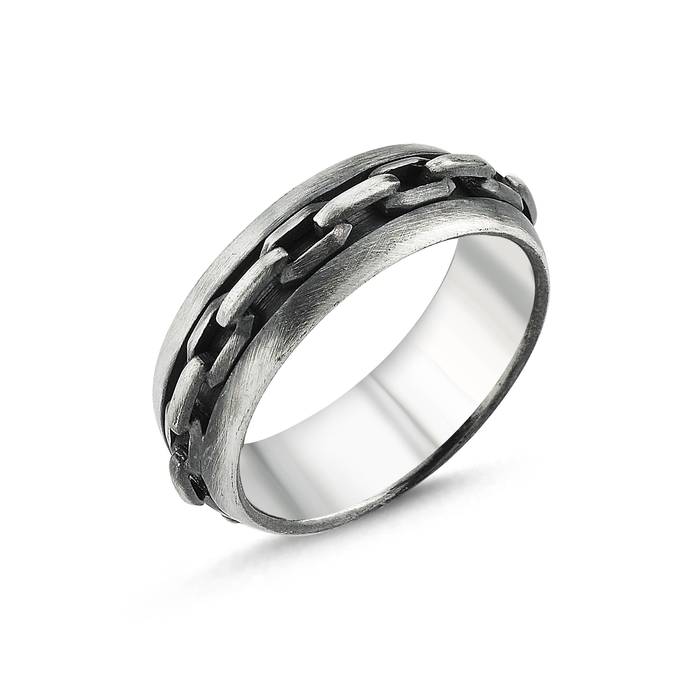 Chain Rolling Ring in Sterling Silver