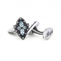 Chevalier Shield Drp Zircon Cufflinks in Sterling Silver