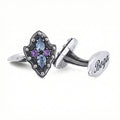 Chevalier Shield Drp Zircon Cufflinks in Sterling Silver