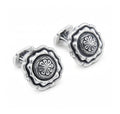 Circular Radius Engraved Cufflinks in Sterling Silver