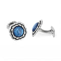 Circular Radius Gemstone Cufflinks in Sterling Silver