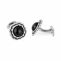 Circular Radius Gemstone Cufflinks in Sterling Silver