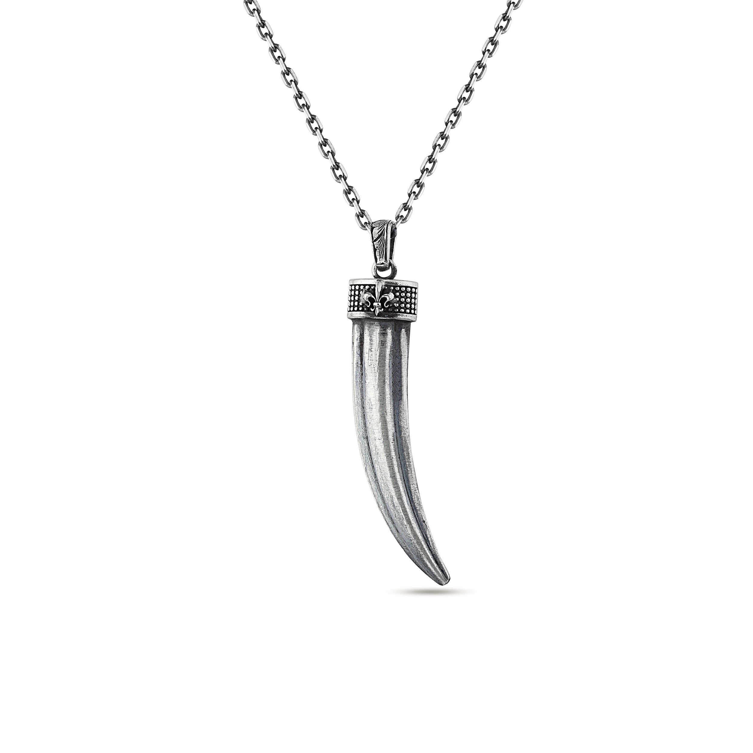 Claw Fleur de Lis Necklace in Sterling Silver