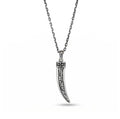 Claw Fleur de Lis Engraved Necklace in Sterling Silver