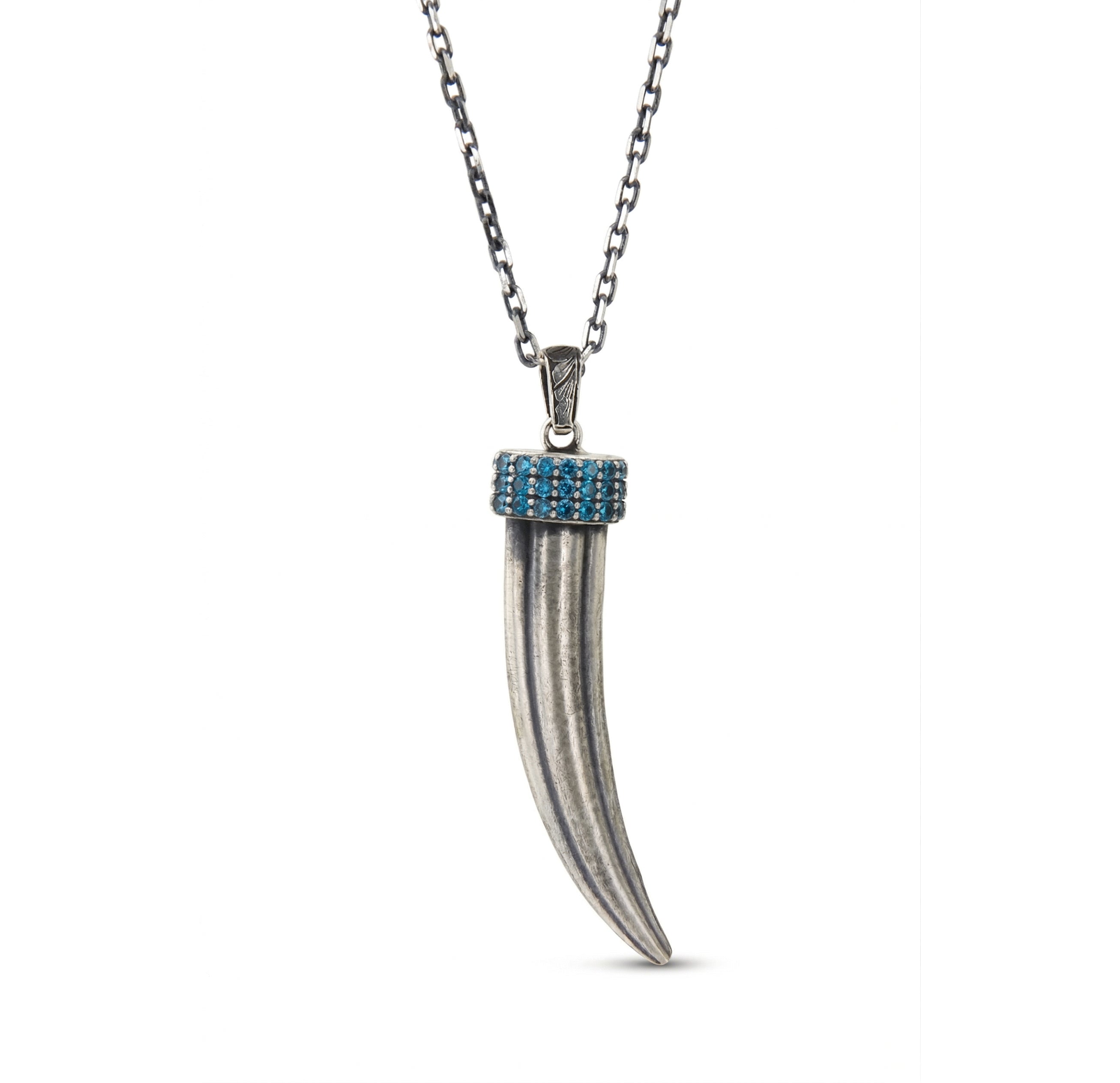 Claw Zircon Top Necklace in Sterling Silver