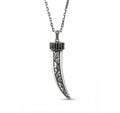 Claw Zircon Top Engraved Necklace in Sterling Silver