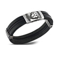 Clip 15 Odins Triple Horn Leather Bracelet in Sterling Silver