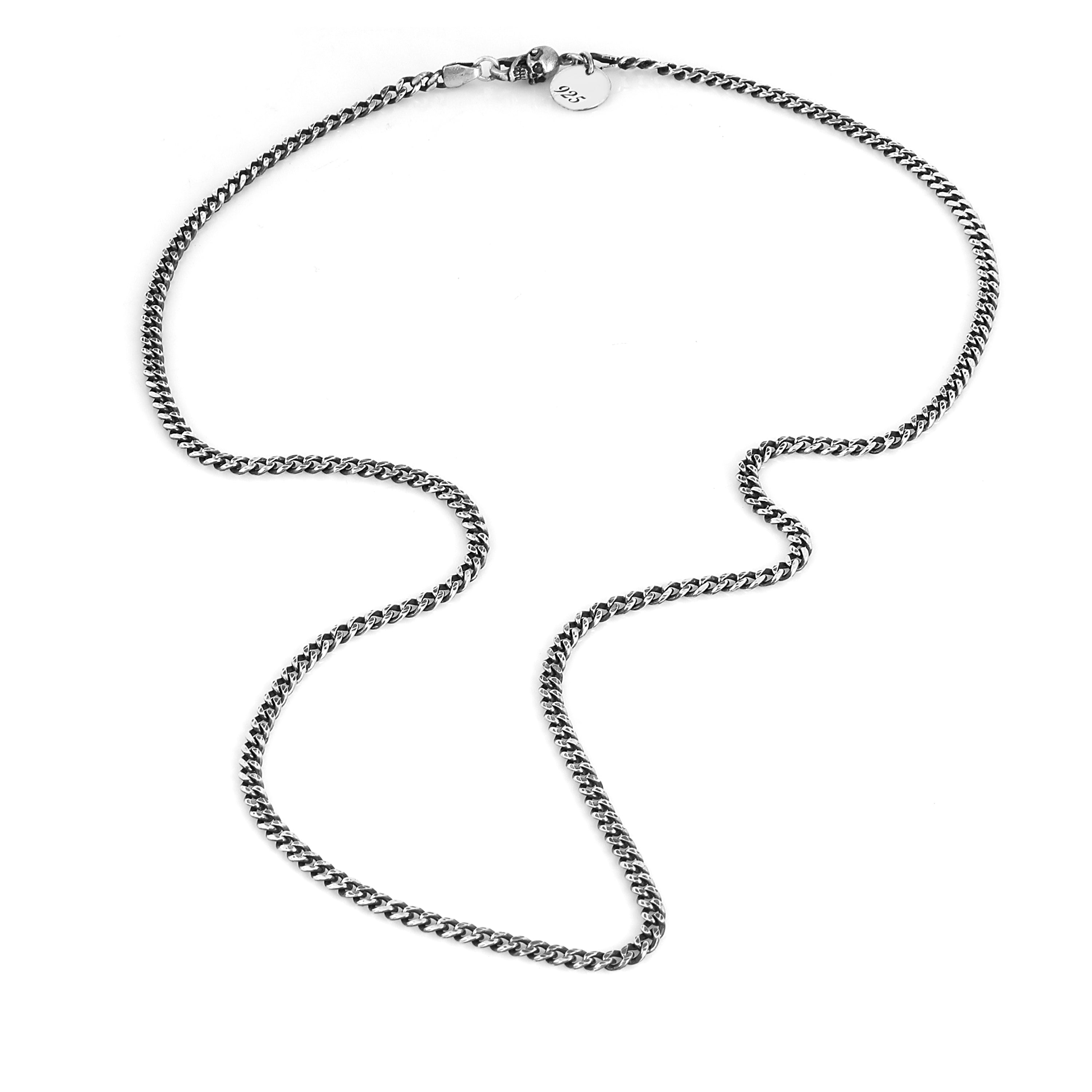 Cuban Skull Lock Necklace in Sterling Silver